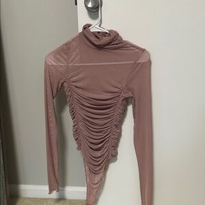 Free People Dusty Pink Ruched Bodysuit